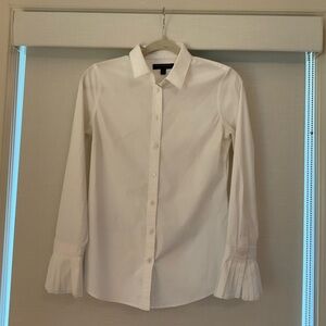 Banana Republic White Button Down with Frilly Cuffs
